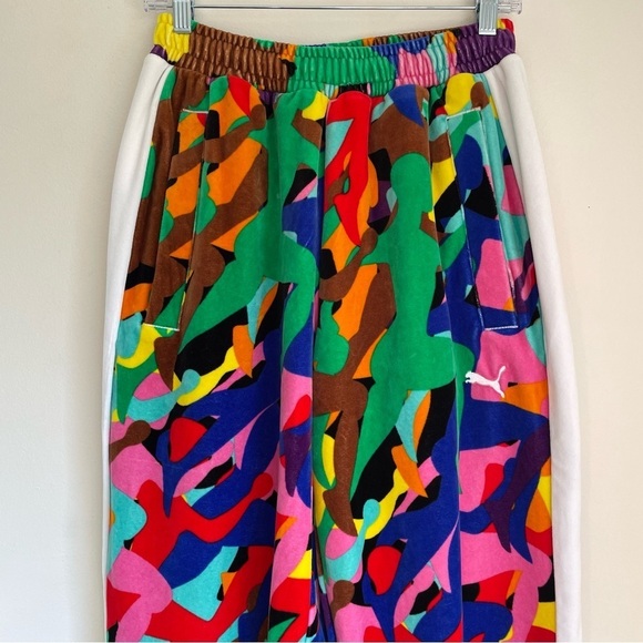 Puma T7 Men's Velour Track Pants mens size small soccer rainbow patterned stripe - Picture 5 of 15